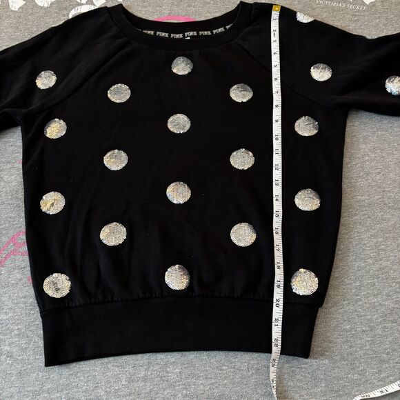 Victoria’s Secret PINK Polka Dot Holographic Sequin Bling Crewneck Sweatshirt-SM - Picture 8 of 10